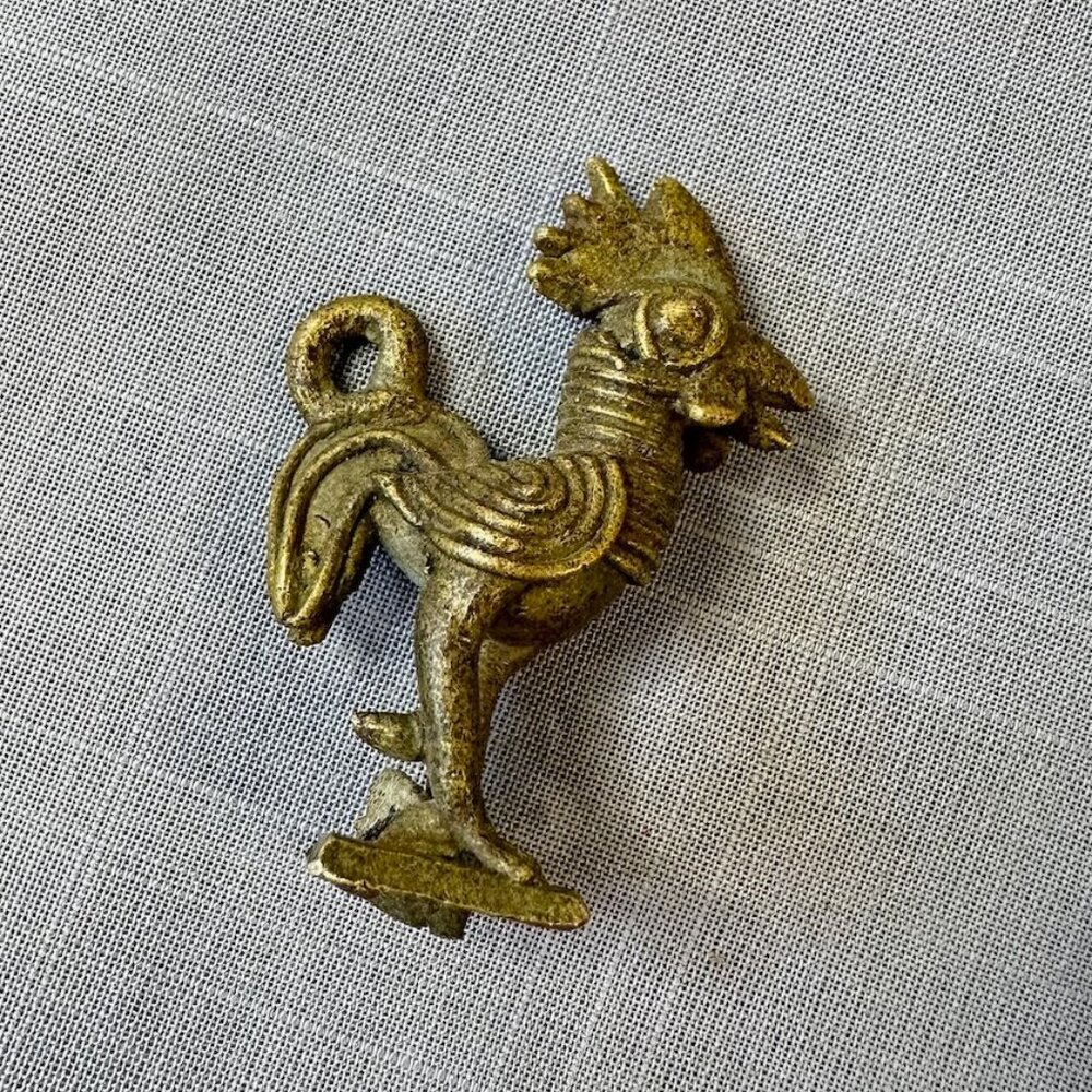 Vintage MCM Bronze African Rooster Pendant